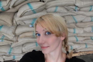 Me and the typical Sumatran coffee bags